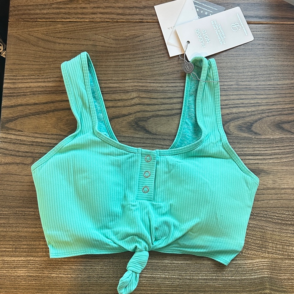 Bombshell Sportswear Mint Henley Sports Bra